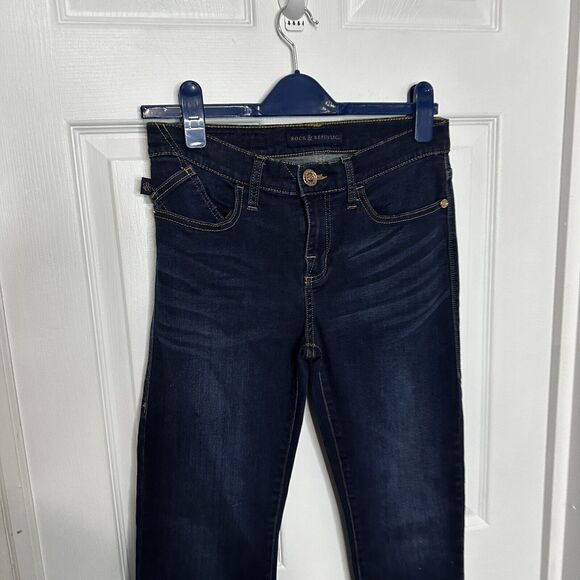 ROCK & REPUBLIC Berlin Jeans Dark Wash Pockets 30x29 Size 10 Skinny - Picture 4 of 12
